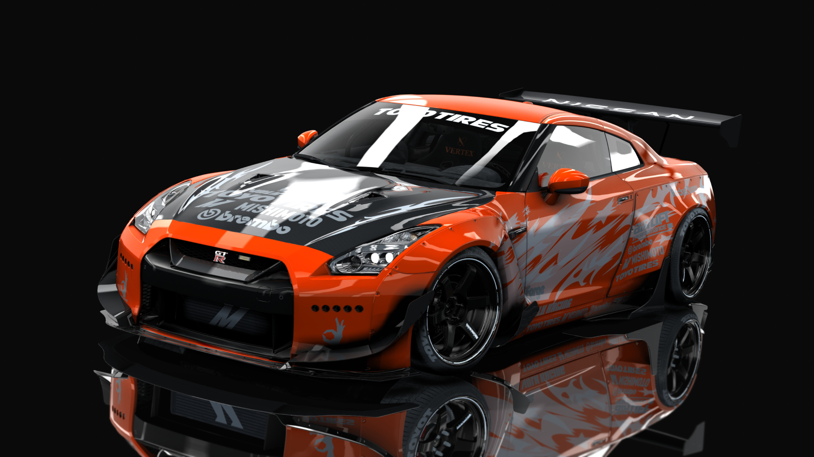 Nissan GT-R35 Rocket bunny By HitachiMedia & BucketRain, skin Fluo orange