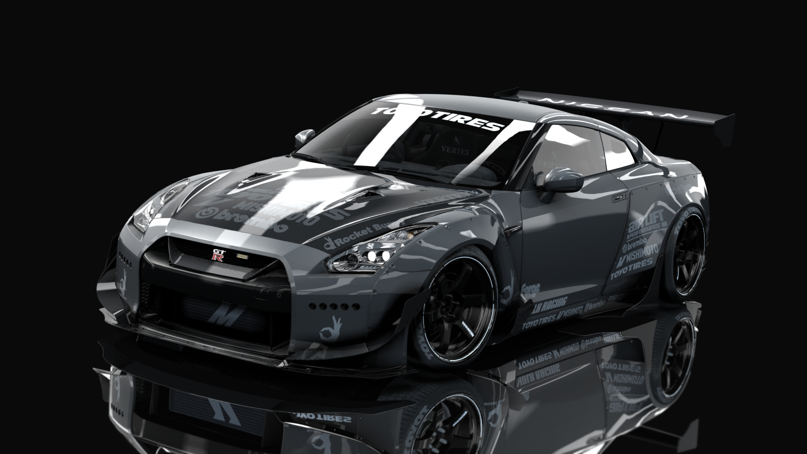 Nissan GT-R35 Rocket bunny By HitachiMedia & BucketRain, skin Satin Grey White