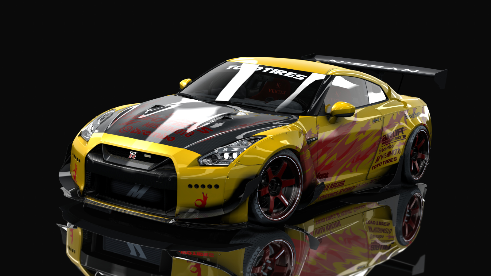 Nissan GT-R35 Rocket bunny By HitachiMedia & BucketRain, skin Yellow 2