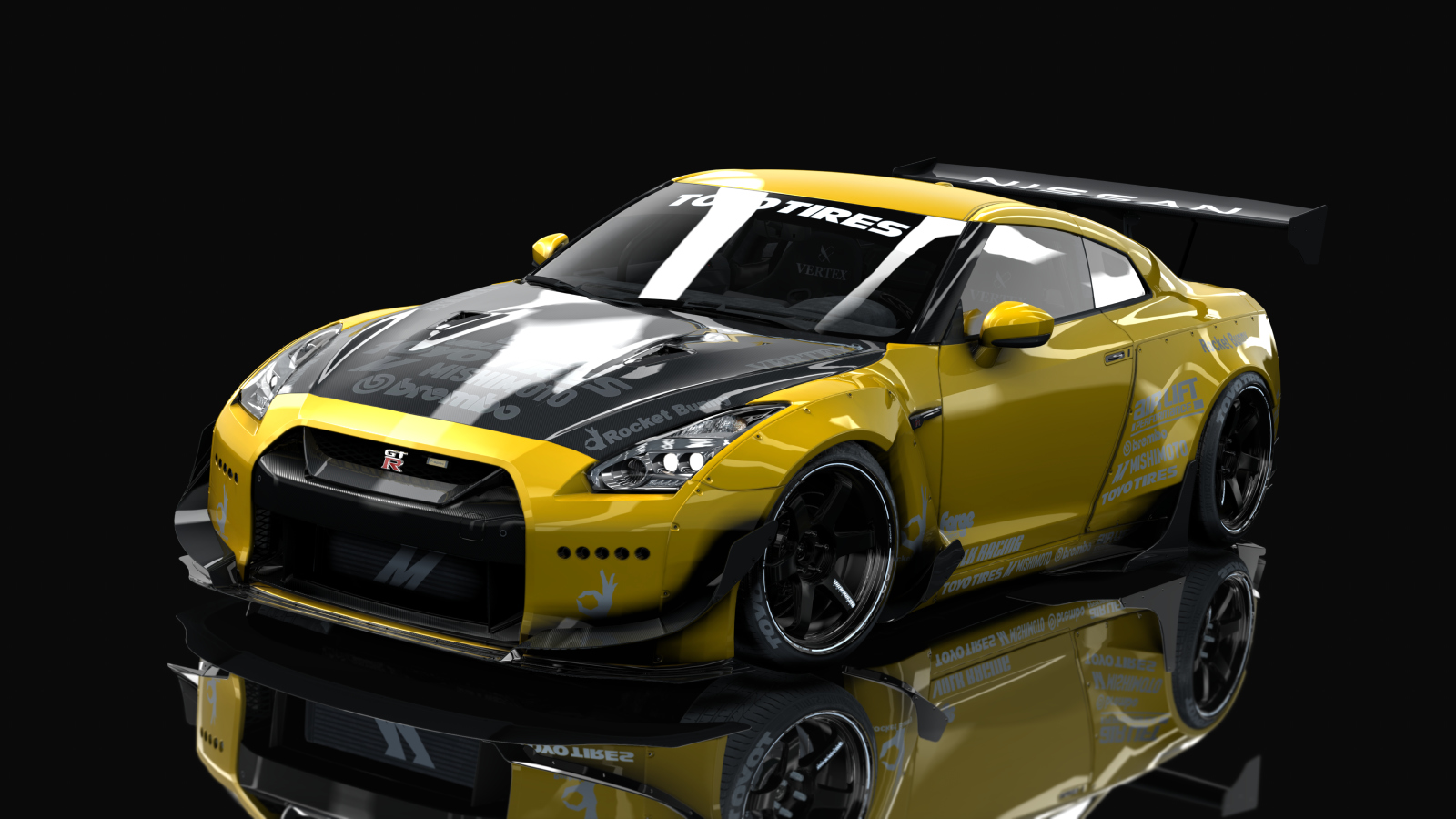 Nissan GT-R35 Rocket bunny By HitachiMedia & BucketRain, skin Yellow