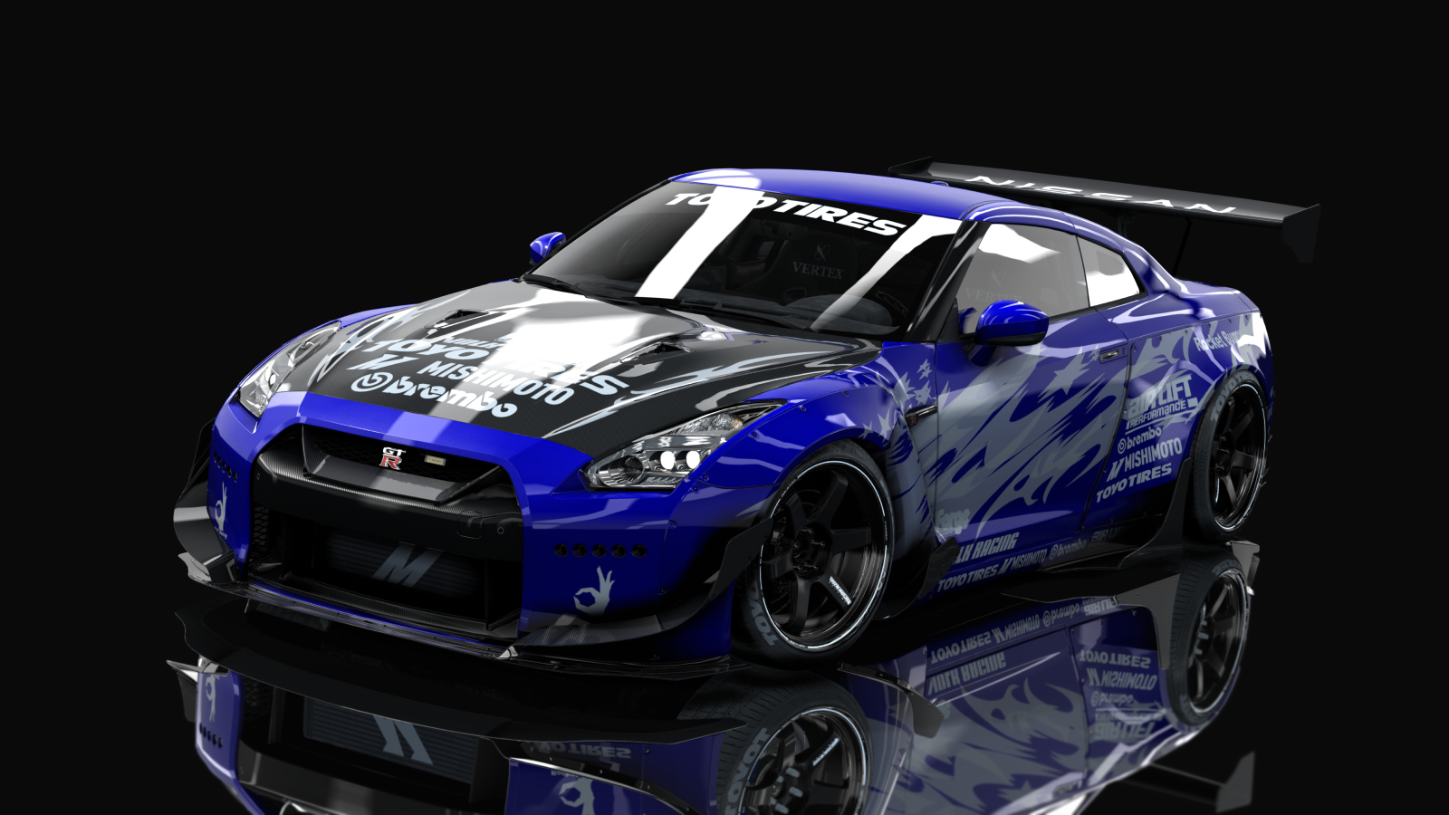 Nissan GT-R35 Rocket bunny By HitachiMedia & BucketRain, skin bleu 2