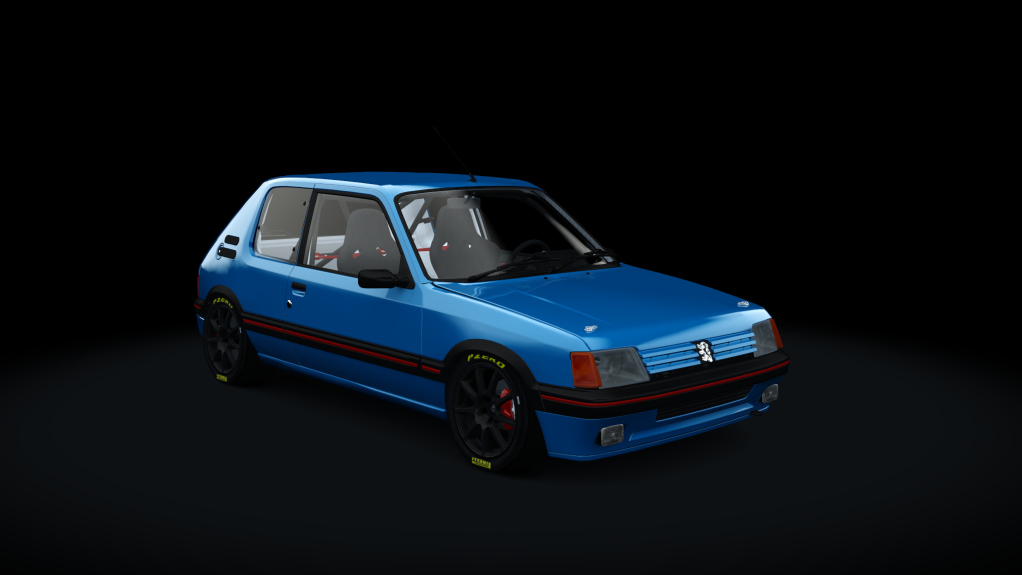 Peugeot 205 GTI 1.9 Gutmann T16v 222cv, skin Blue Miami