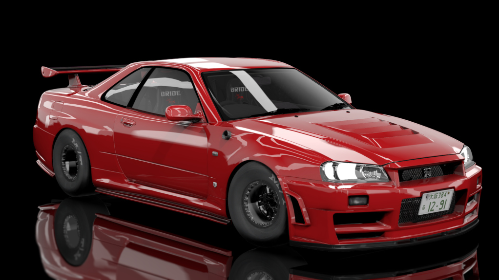 Nissan Skyline GTR R34 V-Spec Drag - Tinko Built - MkElite High Boost Tuned 6 Sec, skin 01_active_red